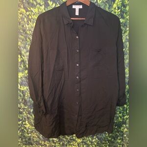 Ambiance Women's Black Button Down Shirt